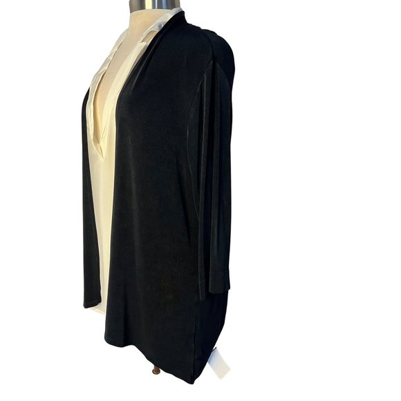 Travelers by Chicos 3/US XL16-18 Black Cardigan Open Front 3/4 Sleeve Button Bac - Picture 2 of 11